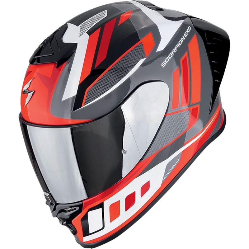 Integruotas motociklininko šalmas Scorpion EXO-R1 EVO II AIR VITAL pilka-balta-raudona