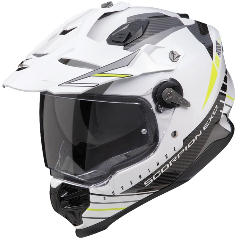 Enduro šalmas Scorpion ADF-9000 Air Feat balta-juoda-fluo geltona išpardavimas