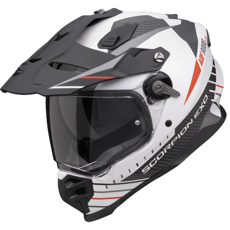 Enduro šalmas Scorpion ADF-9000 Air Feat matinis baltas-juodas-raudonas
