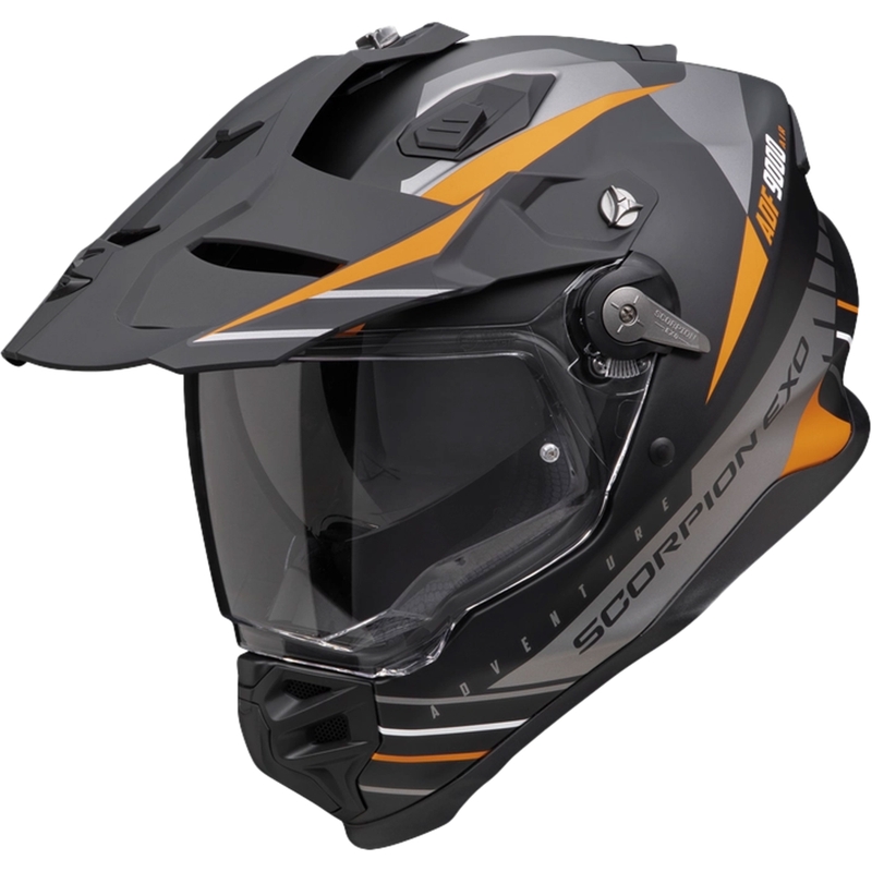 Enduro šalmas Scorpion ADF-9000 Air Feat matinis juodas-sidabrinis-oranžinis