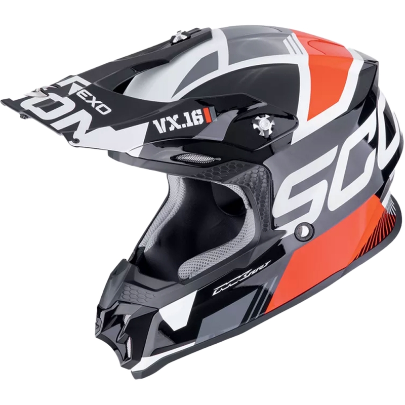 Motokroso šalmas Scorpion VX-16 EVO AIR ANALOG juodas-raudonas