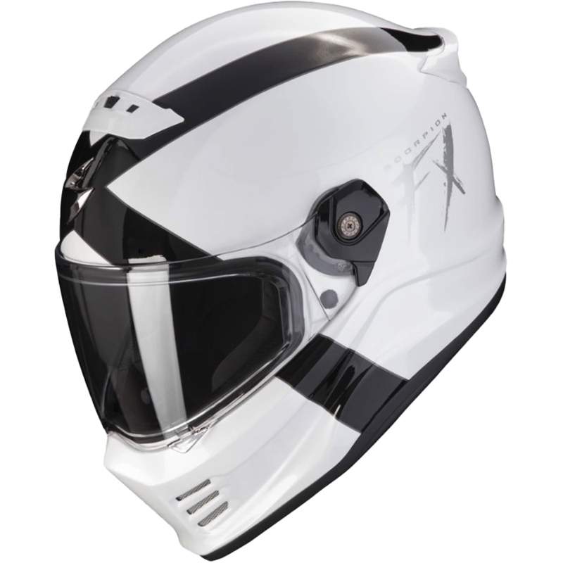 Motociklininko šalmas SCORPION COVERT FX GALLUS baltai juodas