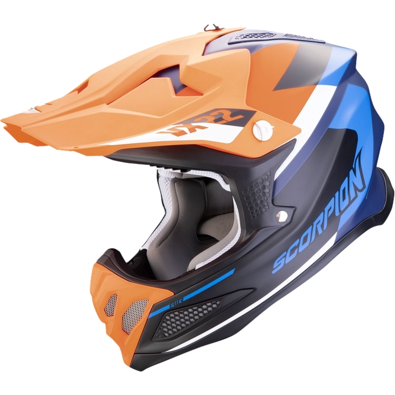 Motokroso šalmas Scorpion VX-22 Air BETA matinis mėlynai oranžinis