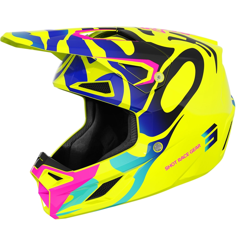 Vaikiškas motokroso šalmas Shot Speed Ghost blizgus fluo geltonas