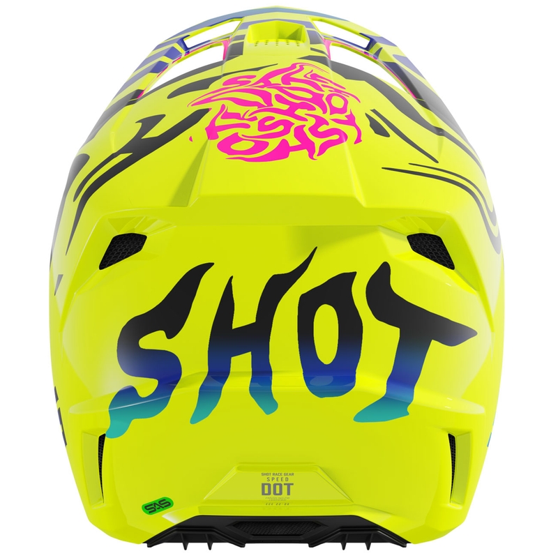 Vaikiškas motokroso šalmas Shot Speed Ghost blizgus fluo geltonas