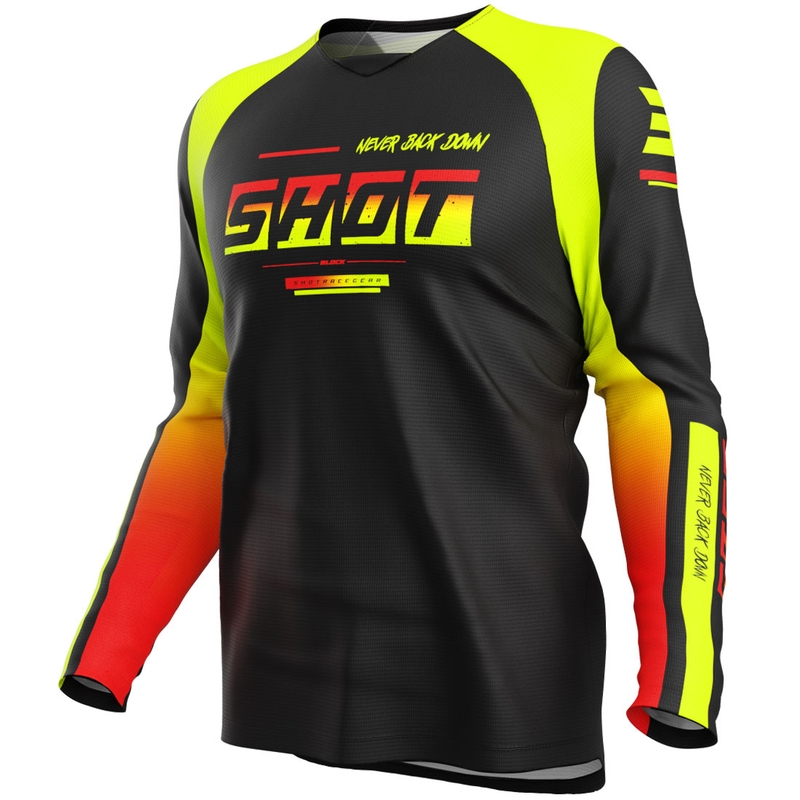 Vaikiški motokroso marškinėliai Shot Draw Block fluo yellow