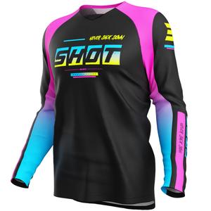 Vaikiški motokroso marškinėliai Shot Draw Block rožinės spalvos