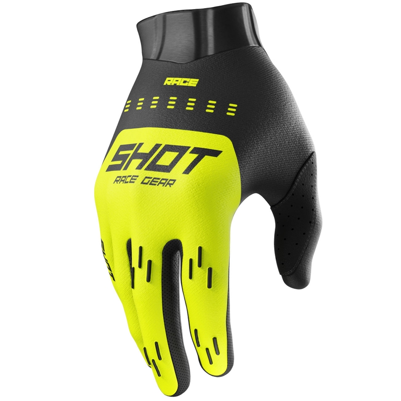 Vaikiškos motokroso pirštinės Shot Race Evo fluo yellow