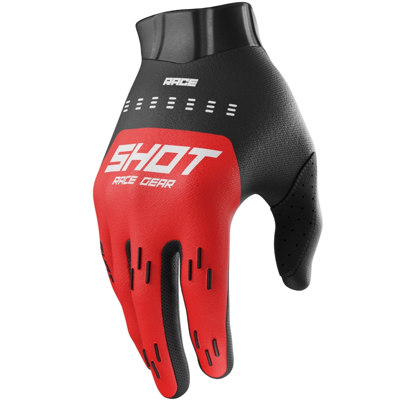 Vaikiškos motokroso pirštinės Shot Race Evo raudonos spalvos