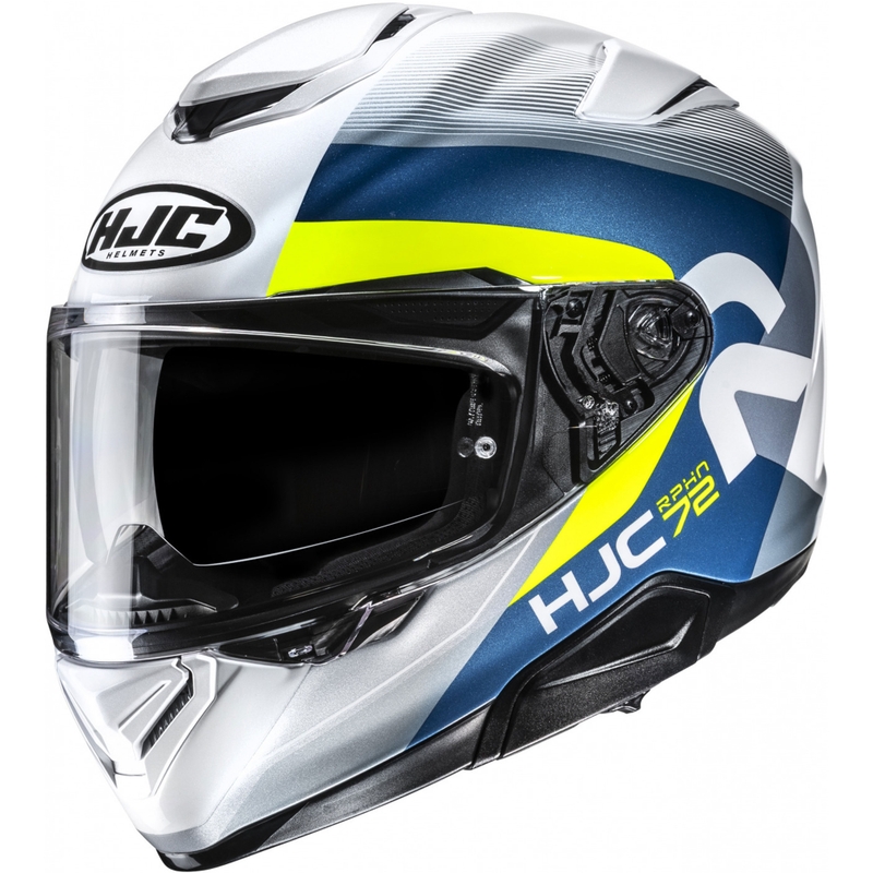 Integruotas motociklininko šalmas HJC RPHA 72 Phyta MC3H pilkai mėlynai geltonas