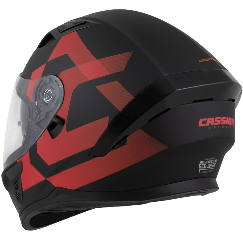 "Cassida Orbit Grind" integralus motociklininko šalmas matinis juodai raudonas