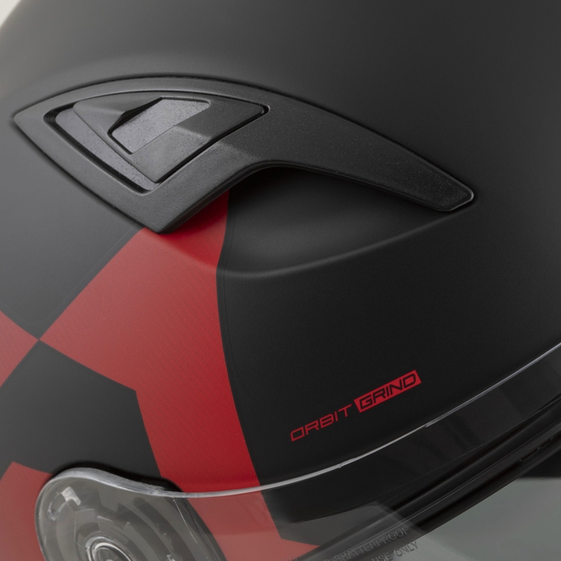 "Cassida Orbit Grind" integralus motociklininko šalmas matinis juodai raudonas