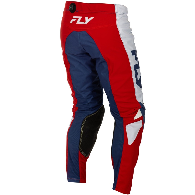 Motokroso kelnės FLY Racing - JAV Kinetic raudona, balta ir mėlyna