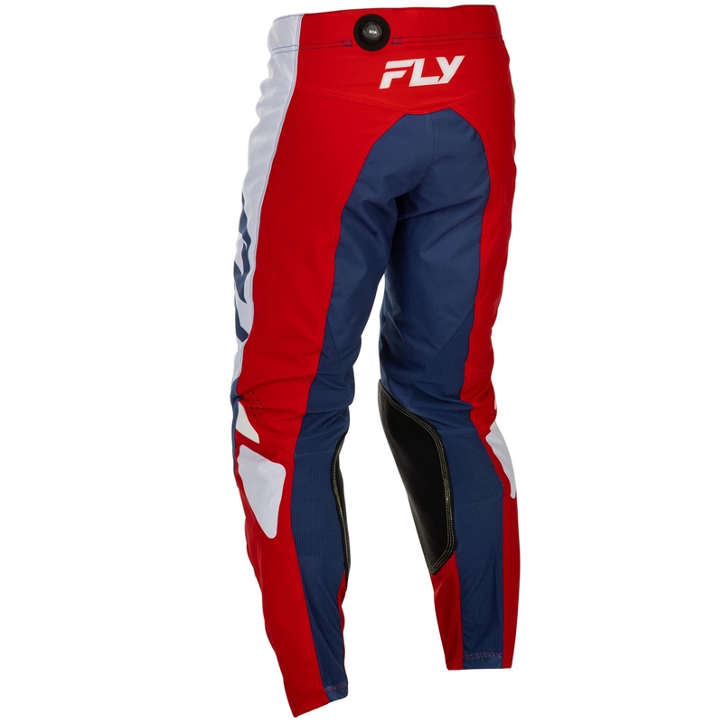 Motokroso kelnės FLY Racing - JAV Kinetic raudona, balta ir mėlyna