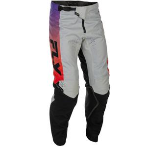 Motokroso kelnės FLY Racing - JAV Kinetic pilka-raudona-violetinė-juoda