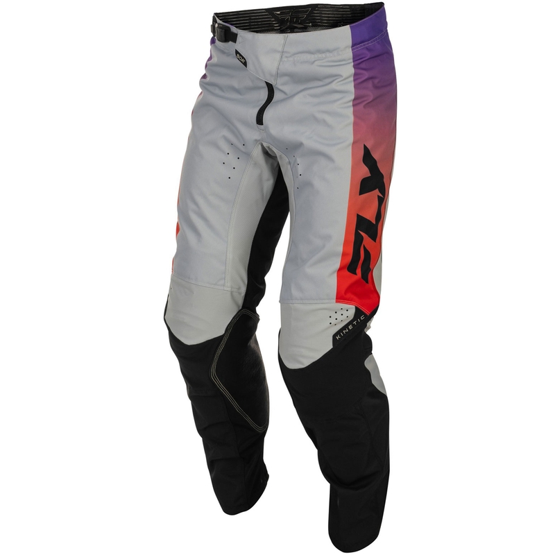 Motokroso kelnės FLY Racing - JAV Kinetic pilka-raudona-violetinė-juoda