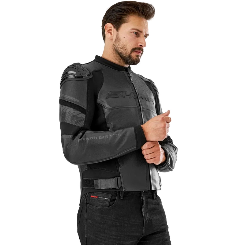 "Shima Bandit 2.0" juoda odinė motociklininko striukė