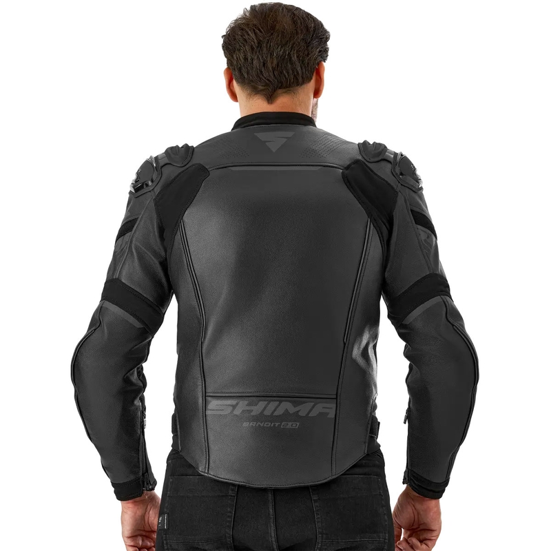 "Shima Bandit 2.0" juoda odinė motociklininko striukė