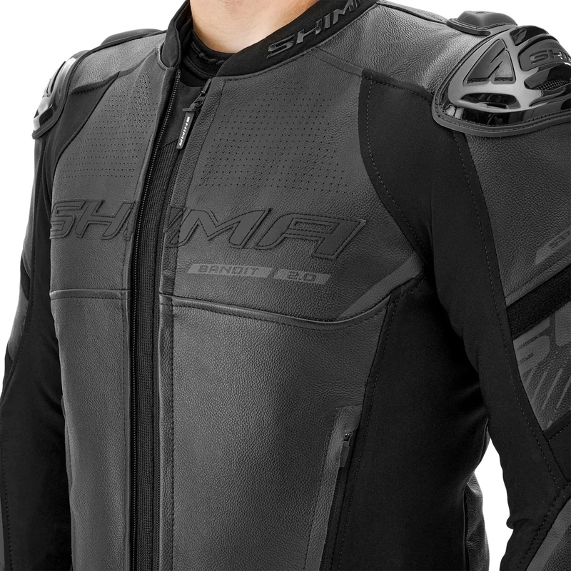 "Shima Bandit 2.0" juoda odinė motociklininko striukė