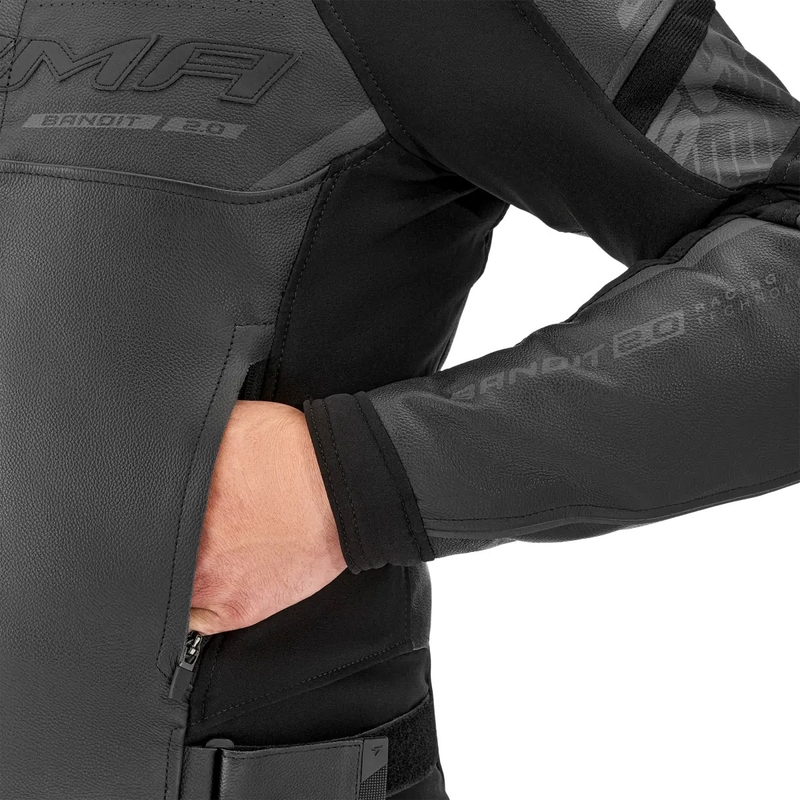 "Shima Bandit 2.0" juoda odinė motociklininko striukė