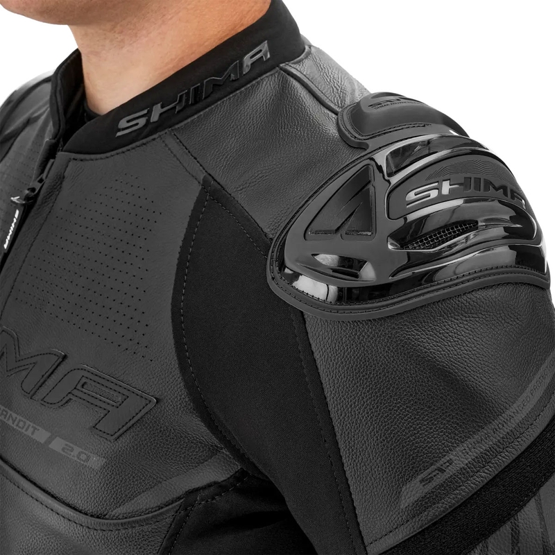 "Shima Bandit 2.0" juoda odinė motociklininko striukė