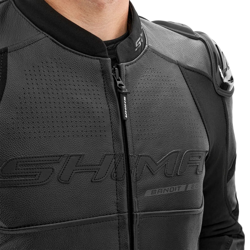 "Shima Bandit 2.0" juoda odinė motociklininko striukė