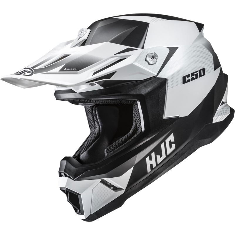 Motokroso šalmas HJC C50 Slide MC10SF juodai baltas