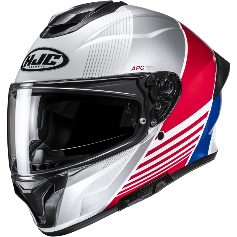 Integruotas motociklininko šalmas HJC C71 Morix MC21 baltas-raudonas-mėlynas
