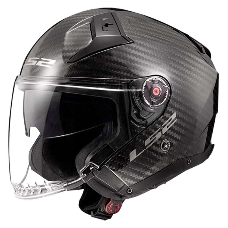 Atviras motociklininko šalmas LS2 OF603 Infinity II Carbon-06 juodas blizgus