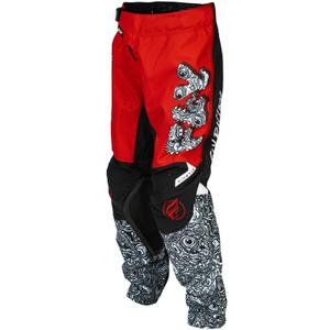 Vaikų motokroso kelnės FLY Racing - JAV Kinetic Mutant raudonos, baltos ir juodos spalvos
