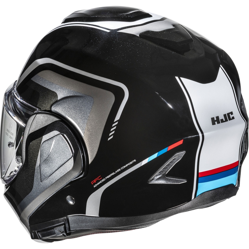 HJC F100 Reff MC21 juodas-sidabrinis-baltas apverčiamas motociklininko šalmas