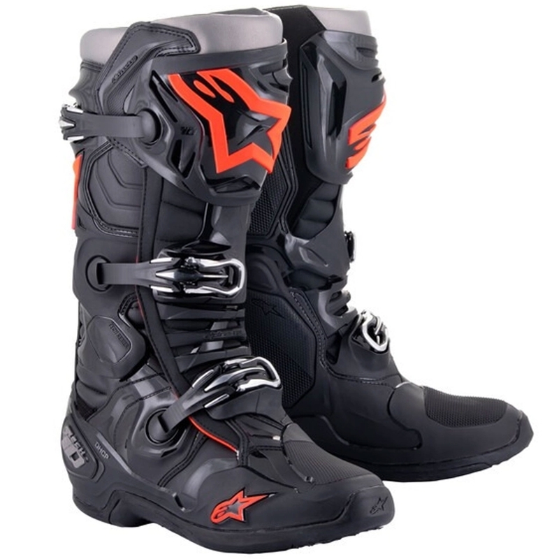 Alpinestars Tech 10 black-fluo red-grey motociklininko batai