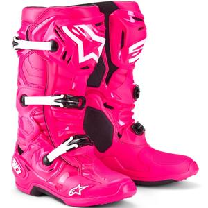 Alpinestars Tech 10 rožiniai-juoda-balti motociklininko batai