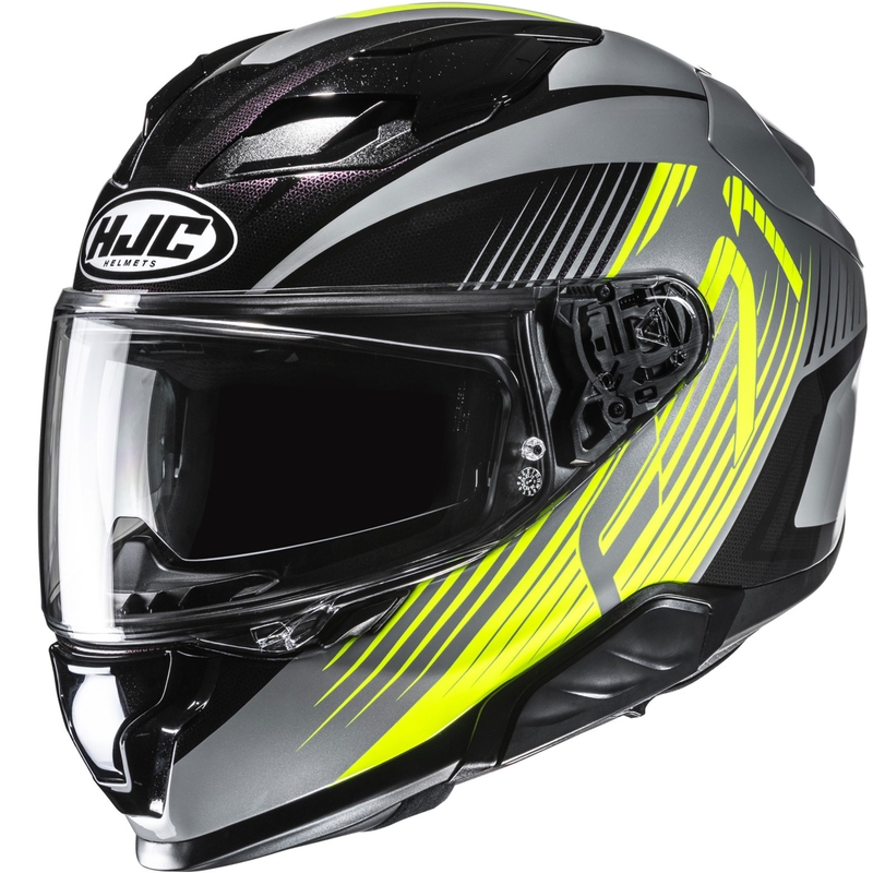 HJC F71 Catos MC3H juodai pilkas-fluo geltonas integralus motociklininko šalmas
