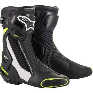 Alpinestars SMX Plus 2 juodai-baltai-fluo geltoni motociklininko batai