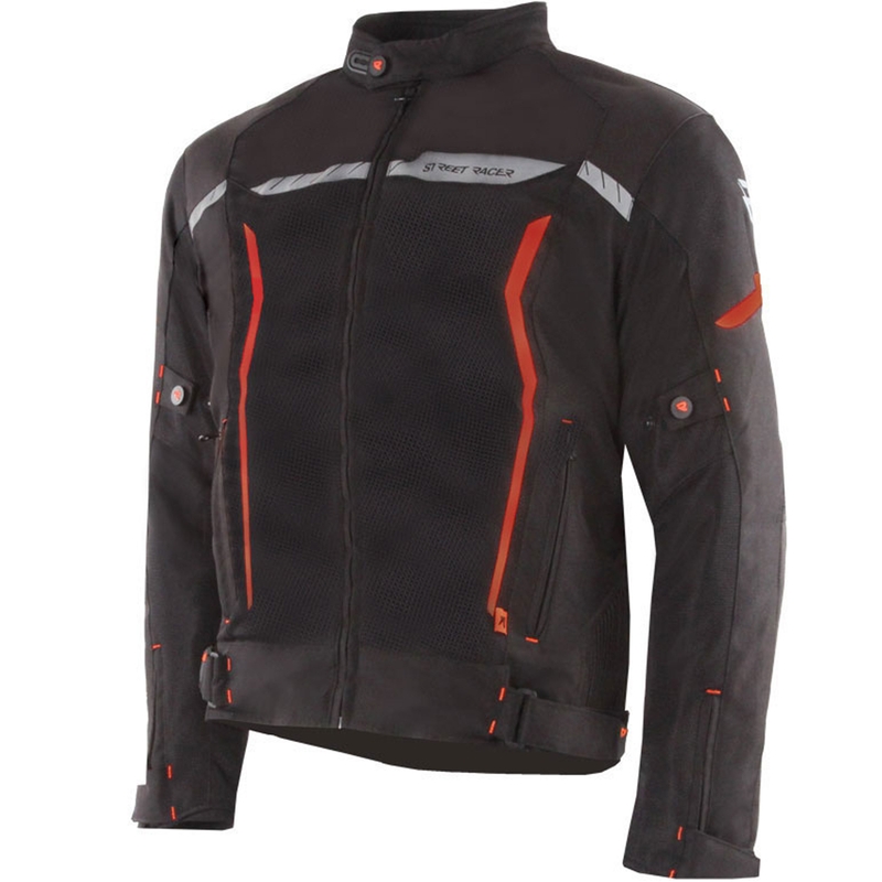 Street Racer Flex Air juoda/raudona motociklininko striukė