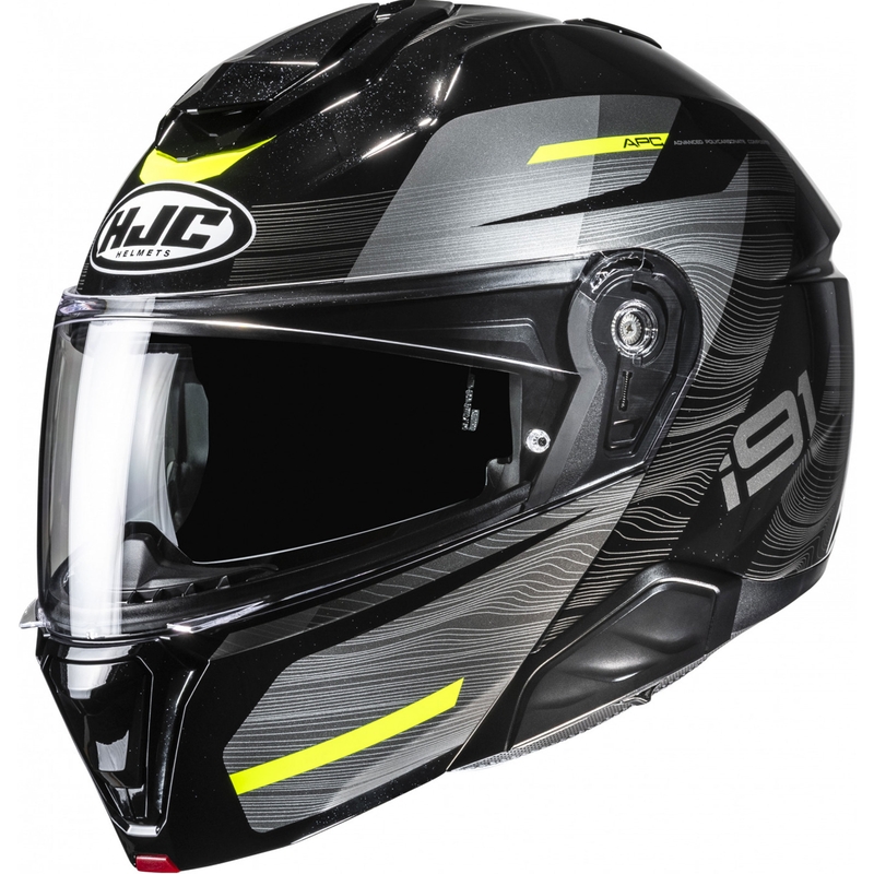 HJC i91 Dusk MC3H juodai pilkas-fluo geltonas atlenkiamas motociklininko šalmas