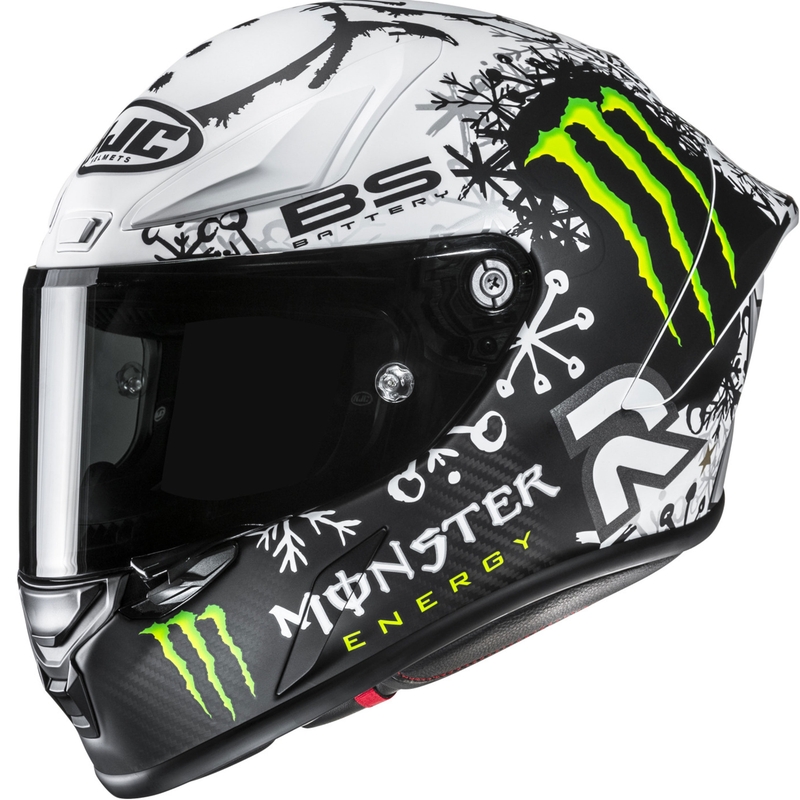 Integruotas motociklininko šalmas HJC RPHA 1 V2 CARBON Snow Diablo MC10SF juodai baltas