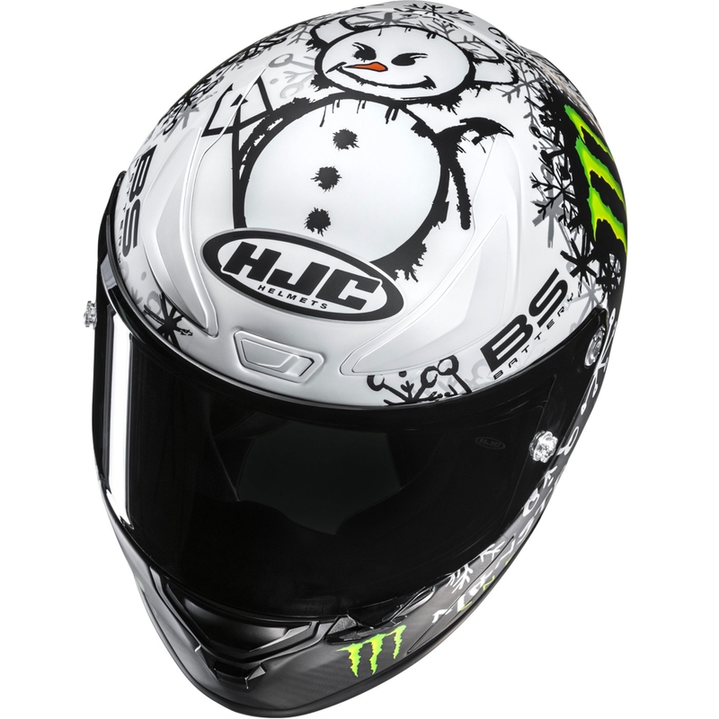 Integruotas motociklininko šalmas HJC RPHA 1 V2 CARBON Snow Diablo MC10SF juodai baltas