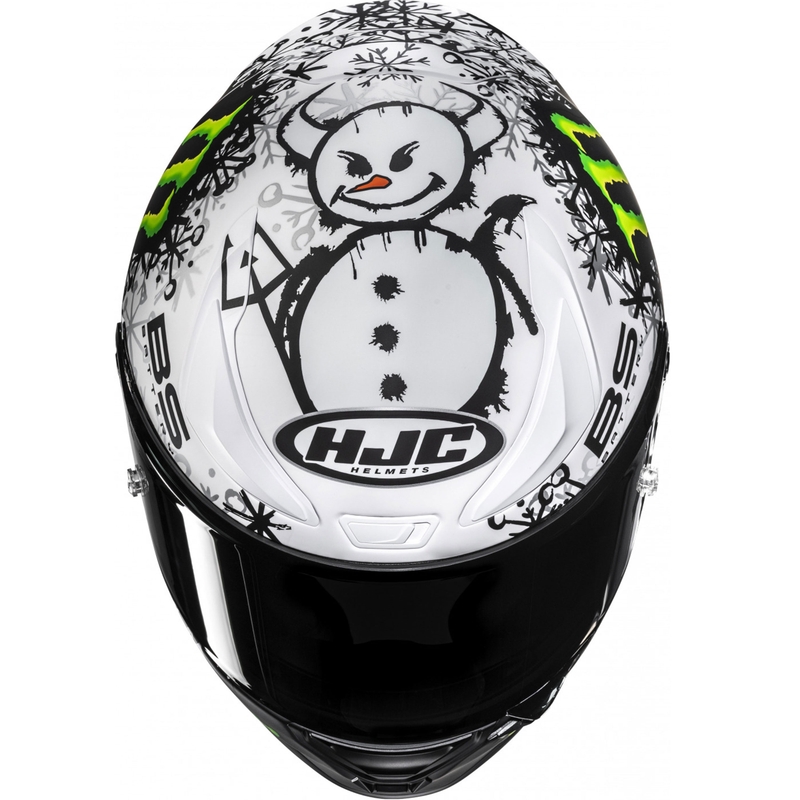Integruotas motociklininko šalmas HJC RPHA 1 V2 CARBON Snow Diablo MC10SF juodai baltas