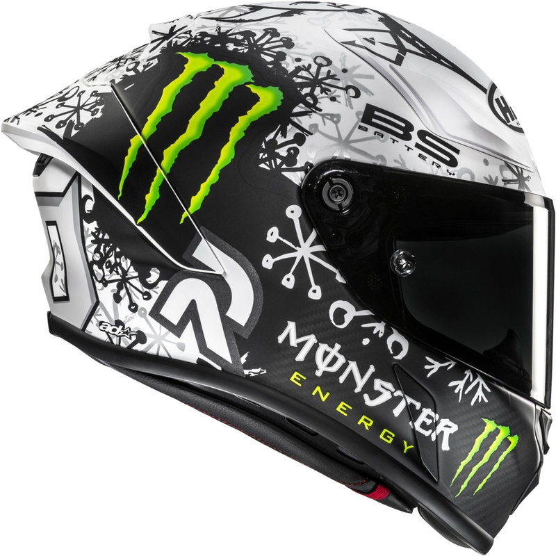 Integruotas motociklininko šalmas HJC RPHA 1 V2 CARBON Snow Diablo MC10SF juodai baltas