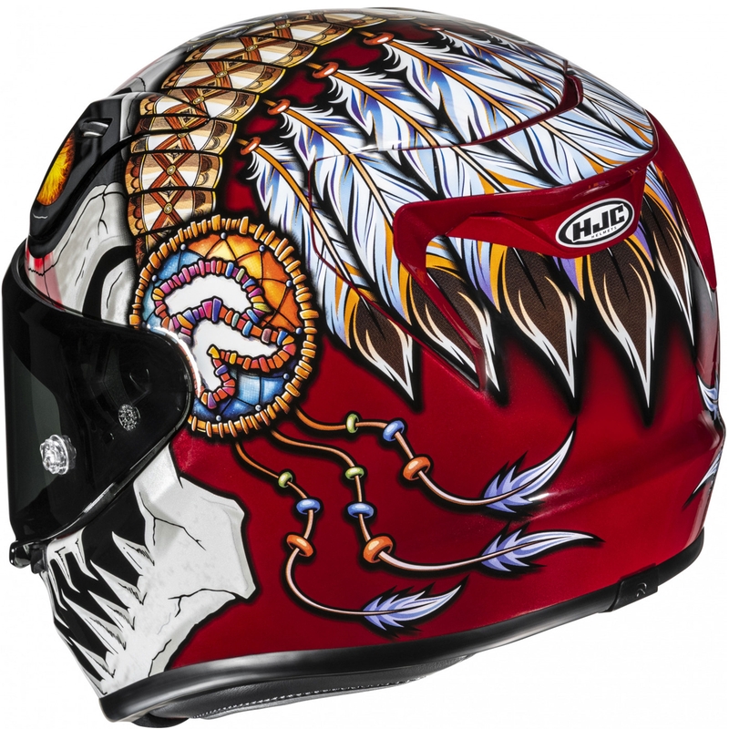 Integruotas motociklininko šalmas HJC RPHA 12 Skully MC1 baltai raudonas