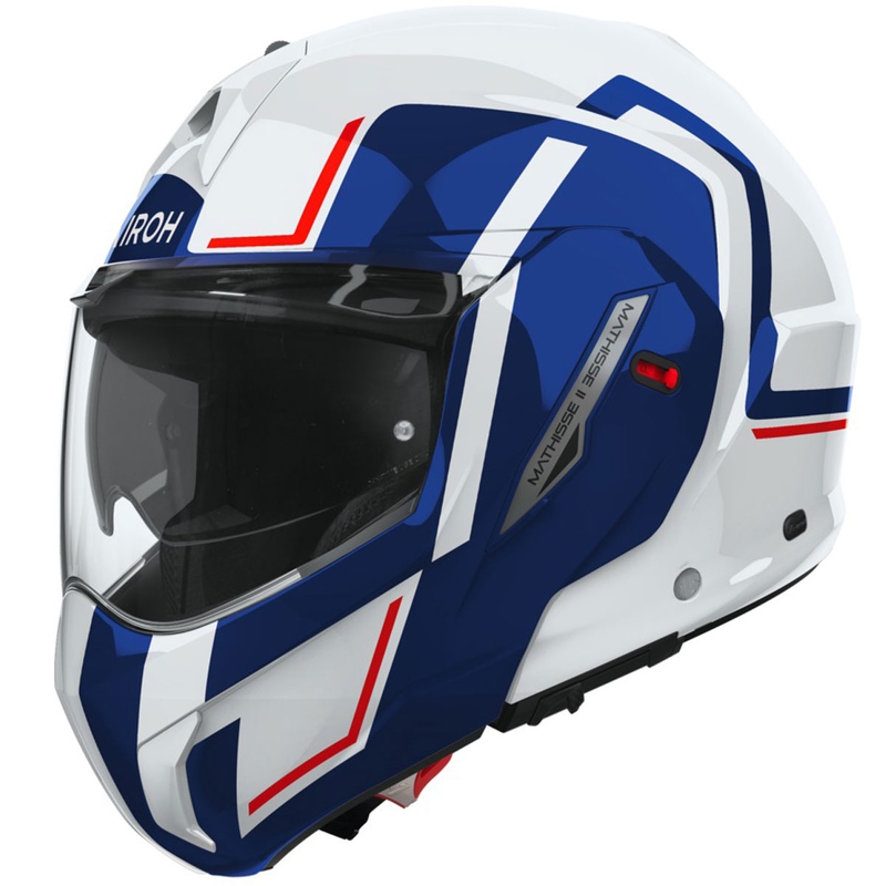 "Airoh Mathisse 2 Genius Glossy Blue Red Flip-up" motociklininko šalmas