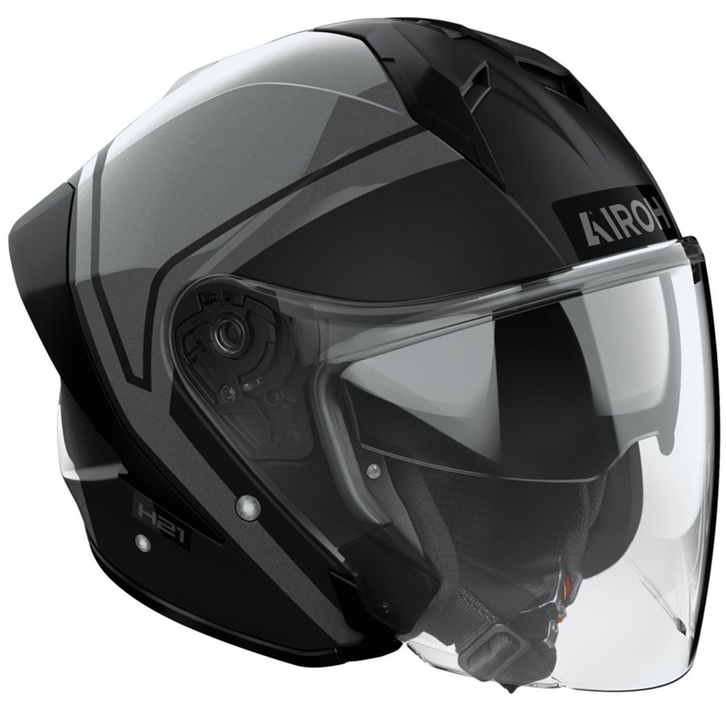 Atviras motociklininko šalmas Airoh H21 Square matinis blizgus juodai pilkas