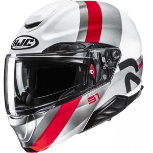 Apverčiamas motociklininko šalmas HJC RPHA 91 Fensh MC1 baltas-sidabrinis-raudonas