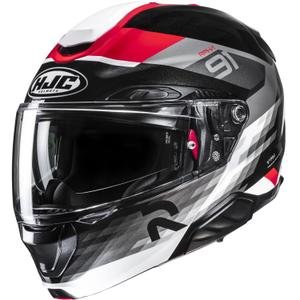 Sulankstomas motociklininko šalmas HJC RPHA 91 Madal MC1 juoda-pilka-raudona