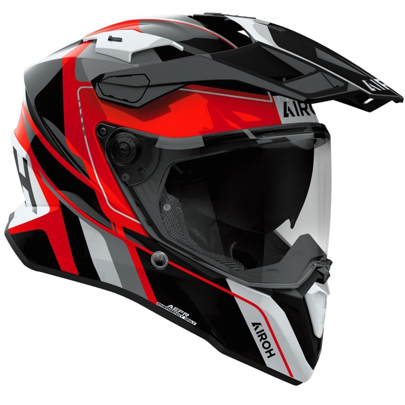 Enduro šalmas Airoh Commander 2 Skip blizgus raudonas