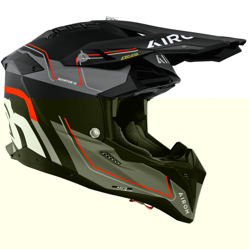 Motokroso šalmas "Airoh Aviator 3 Leader" matinės oranžinės spalvos