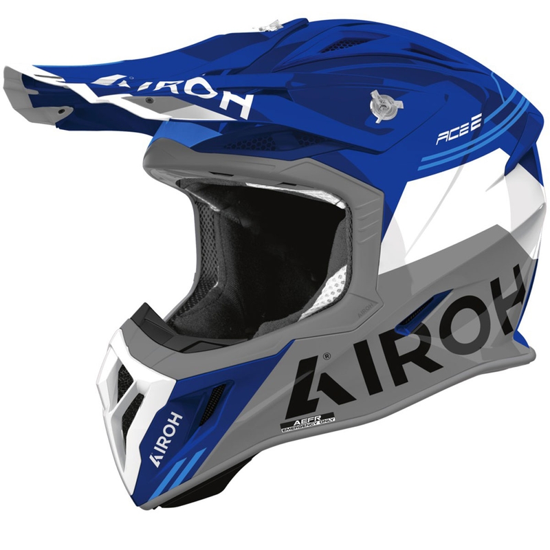 Motokroso šalmas Airoh Aviator ACE 2 Fury blizgus mėlynas
