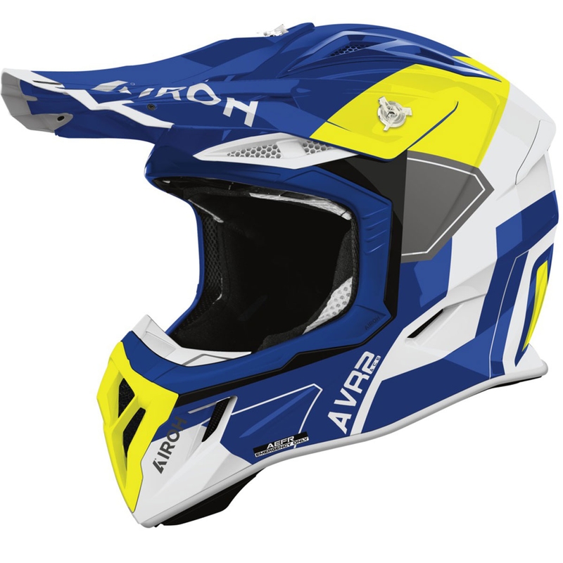 Motokroso šalmas Airoh Aviator ACE 2 Shield glossy blue-yellow